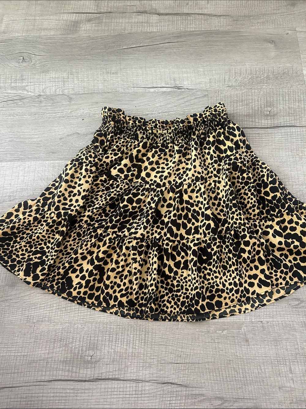 Topshop Leopard Print Circle Skirt in Black & Tan